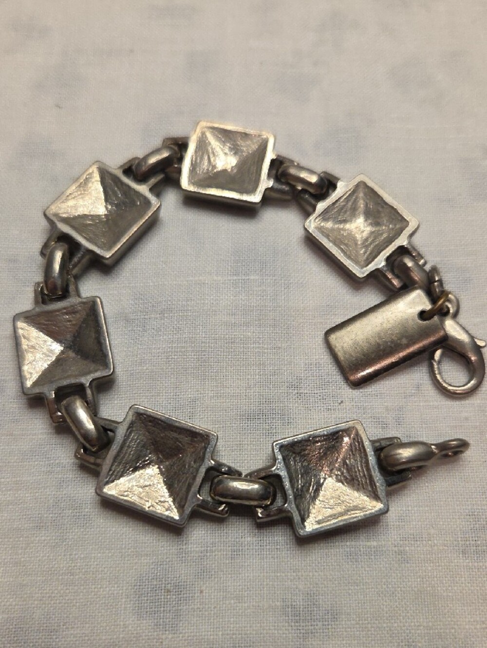 CIRQUE DU SOLEIL 1998 Square Link Sterling-Style Bracelet w/Black Inlay-Unisex - Picture 3 of 3
